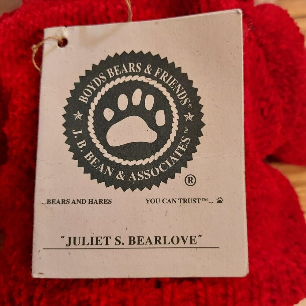 Vintage 1980's Boyd's Bear Juliet's Bear love White 12" Plush fully Jointed - Picture 6 of 11